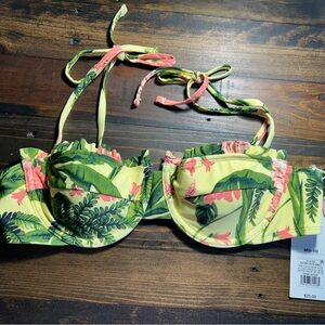 Target Tropical Print Bikini Top - Green and Pink